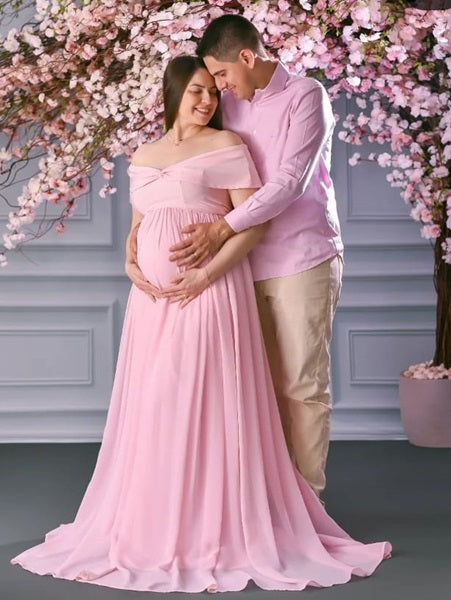 open lace back dress G3042 ,Pink Maternity Shoot Baby Shower t Gown, Size(All)pp – Style Icon  www.dressrent.in
