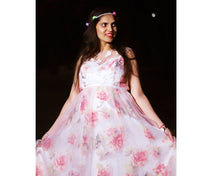 Load image into Gallery viewer, G210 (7), Light Pink Floral Maternity Shoot Baby Shower Trail Gown, Size (XS-30 to 4XL-48)