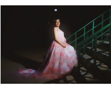 Load image into Gallery viewer, G210 (7), Light Pink Floral Maternity Shoot Baby Shower Trail Gown, Size (XS-30 to 4XL-48)