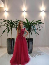 Load image into Gallery viewer, G127 (3), Wine Flower Prom Ball Gown, Size (XS-30 to XL-40)