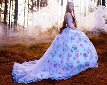 Load image into Gallery viewer, G210 (7), Light Pink Floral Prewedding Shoot Ball Trail Gown, Size (XS-30 to 4 XL -48)