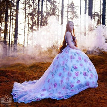 Load image into Gallery viewer, G210 (7), Light Pink Floral Maternity Shoot Baby Shower Trail Gown, Size (XS-30 to 4XL-48)