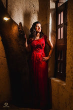 Load image into Gallery viewer, G127 (3), Wine Flower Prom Ball Gown, Size (XS-30 to XL-40)