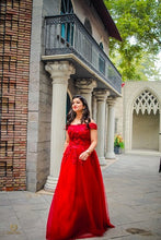 Load image into Gallery viewer, G127 (3), Wine Flower Prom Ball Gown, Size (XS-30 to XL-40)