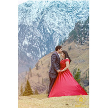 Load image into Gallery viewer, G130 (10), Wine Red Satin Off Shoulder Trail Ball gown, Size (XS-30 to XL-40)