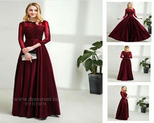 Load image into Gallery viewer, G92 (11), Dark Wine Satin Evening Gown, Size (XS-30 to XXXL-46)