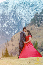 Load image into Gallery viewer, G130 (10) Wine Red Satin Off Shoulder trail Ball gown, Size (XS-30 to XL-40)