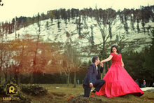 Load image into Gallery viewer, G130 (10), Wine Red Satin Off Shoulder Trail Ball gown, Size (XS-30 to XL-40)