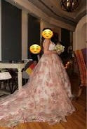 Load image into Gallery viewer, G210 (7), Light Pink Floral Prewedding Shoot Ball Trail Gown, Size (XS-30 to 4 XL -48)
