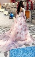 Load image into Gallery viewer, G210 (7), Light Pink Floral Prewedding Shoot Ball Trail Gown, Size (XS-30 to 4 XL -48)