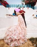 Load image into Gallery viewer, G210 (7), Light Pink Floral Prewedding Shoot Ball Trail Gown, Size (XS-30 to 4 XL -48)