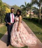 Load image into Gallery viewer, G210 (7), Light Pink Floral Prewedding Shoot Ball Trail Gown, Size (XS-30 to 4 XL -48)