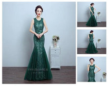 Load image into Gallery viewer, G78, Green Lace Tube Mermaid Gown, Size (XS-30 to L-36)