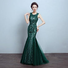 Load image into Gallery viewer, G78, Green Lace Tube Mermaid Gown, Size (XS-30 to L-36)