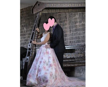 Load image into Gallery viewer, G210 (7), Light Pink Floral Maternity Shoot Baby Shower Trail Gown, Size (XS-30 to 4XL-48)