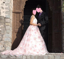 Load image into Gallery viewer, G210 (7), Light Pink Floral Prewedding Shoot Ball Trail Gown, Size (XS-30 to 4 XL -48)