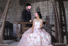 Load image into Gallery viewer, G210 (7), Light Pink Floral Prewedding Shoot Ball Trail Gown, Size (XS-30 to 4 XL -48)