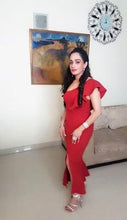 Load image into Gallery viewer, G102, Red Slit Fishtail One Shoulder Dress, Size (XS-30 to L-38)