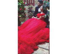 Load image into Gallery viewer, G123, Luxury Wine Puffy Cloud Trail Big Ball Gown, Size (XS-30 to L-38)