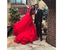 Load image into Gallery viewer, G123, Luxury Wine Puffy Cloud Trail Big Ball Gown, Size (XS-30 to L-38)