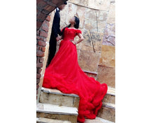 Load image into Gallery viewer, G123, Luxury Wine Puffy Cloud Trail Big Ball Gown, Size (XS-30 to L-38)