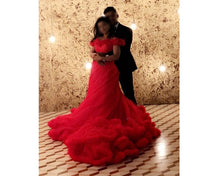 Load image into Gallery viewer, G123, Luxury Wine Puffy Cloud Trail Big Ball Gown, Size (XS-30 to L-38)