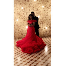 Load image into Gallery viewer, G123, Luxury Wine Puffy Cloud Trail Big Ball Gown, Size (XS-30 to L-38)