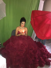 Load image into Gallery viewer, G148, Wine Off-Shoulder Cloud Trail Ball Gown, Free Size, pp