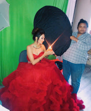Load image into Gallery viewer, G148, Wine Off-Shoulder Cloud Trail Ball Gown, Free Size, pp