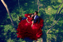Load image into Gallery viewer, G123, Luxury Wine Puffy Cloud Trail Big Ball Gown, Size (XS-30 to L-38)
