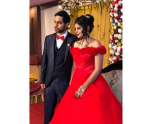 Load image into Gallery viewer, G137 (9), Luxury Red Puffy Cloud Trail Ball Gown, Size (XS-30 to xl 42)