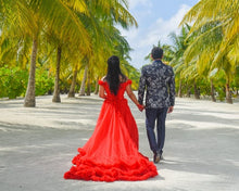 Load image into Gallery viewer, G137 (9), Luxury Red Puffy Cloud Trail Ball Gown, Size (XS-30 to xl 42)
