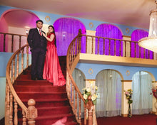Load image into Gallery viewer, G130 (10) Wine Red Satin Off Shoulder trail Ball gown, Size (XS-30 to XL-40)