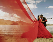 Load image into Gallery viewer, G123, Luxury Wine Puffy Cloud Trail Big Ball Gown, Size (XS-30 to L-38)
