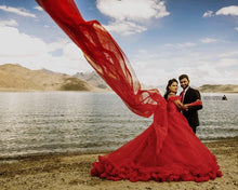 Load image into Gallery viewer, G123, Luxury Wine Puffy Cloud Trail Big Ball Gown, Size (XS-30 to L-38)