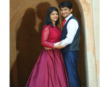 Load image into Gallery viewer, G92 (11), Dark Wine Satin Ball Gown, Size (XS-30 to XXXL-46),
