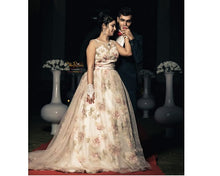 Load image into Gallery viewer, G210 (7), Light Pink Floral Prewedding Shoot Ball Trail Gown, Size (XS-30 to 4 XL -48)