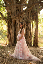 Load image into Gallery viewer, G210 (7), Light Pink Floral Maternity Shoot Baby Shower Trail Gown, Size (XS-30 to 4XL-48)