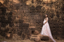 Load image into Gallery viewer, G210 (7), Light Pink Floral Maternity Shoot Baby Shower Trail Gown, Size (XS-30 to 4XL-48)
