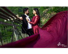 Load image into Gallery viewer, G92 (11), Dark Wine Satin Prewedding Shoot  trail Gown, Size (XS-30 to XXXL-46),