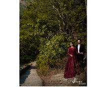 Load image into Gallery viewer, G92 (11), Dark Wine Satin Prewedding Shoot  trail Gown, Size (XS-30 to XXXL-46),