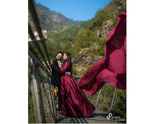 Load image into Gallery viewer, G92 (11), Dark Wine Satin Prewedding Shoot  trail Gown, Size (XS-30 to XXXL-46),