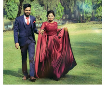 Load image into Gallery viewer, G92 (11), Dark Wine Satin Ball Gown, Size (XS-30 to XXXL-46),