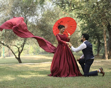 Load image into Gallery viewer, G92 (11), Dark Wine Satin Ball Gown, Size (XS-30 to XXXL-46),