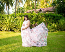 Load image into Gallery viewer, G210 (7), Light Pink Floral Maternity Shoot Baby Shower Trail Gown, Size (XS-30 to 4XL-48)