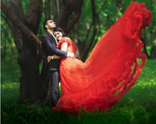 Load image into Gallery viewer, G137 (9), Luxury Red Puffy Cloud Trail Ball Gown, Size (XS-30 to xl 42)