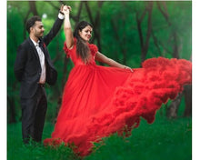Load image into Gallery viewer, G137 (9), Luxury Red Puffy Cloud Trail Ball Gown, Size (XS-30 to xl 42)
