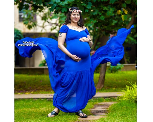 Blue maternity clearance photoshoot dress