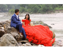 Load image into Gallery viewer, G137 (9), Luxury Red Puffy Cloud Trail Ball Gown, Size (XS-30 to xl 42)