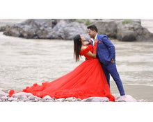 Load image into Gallery viewer, G137 (9), Luxury Red Puffy Cloud Trail Ball Gown, Size (XS-30 to xl 42)